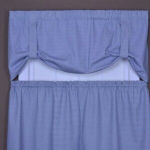 Logan Gingham Check Print Tie-Up Valance Window Curtain, 60x24 Blue